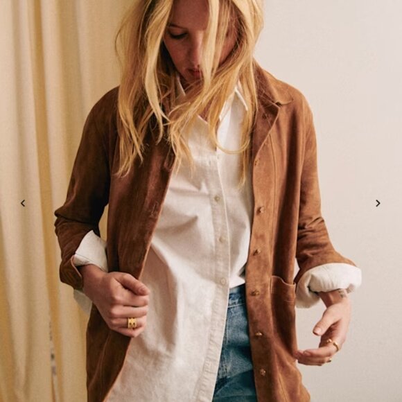 Sezane Will Jacket In Camel Suede Leather NWT - Picture 2 of 7